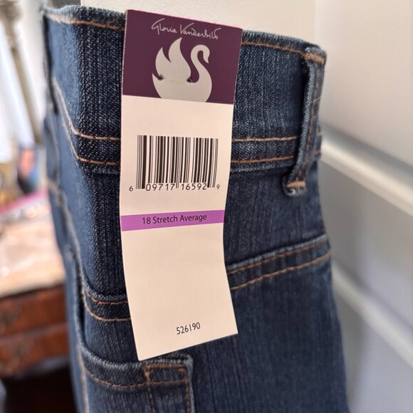Gloria Vanderbilt Sparkle Amanda Stretch Average Fit Blue Jeans Size 18 NWT - Picture 4 of 8